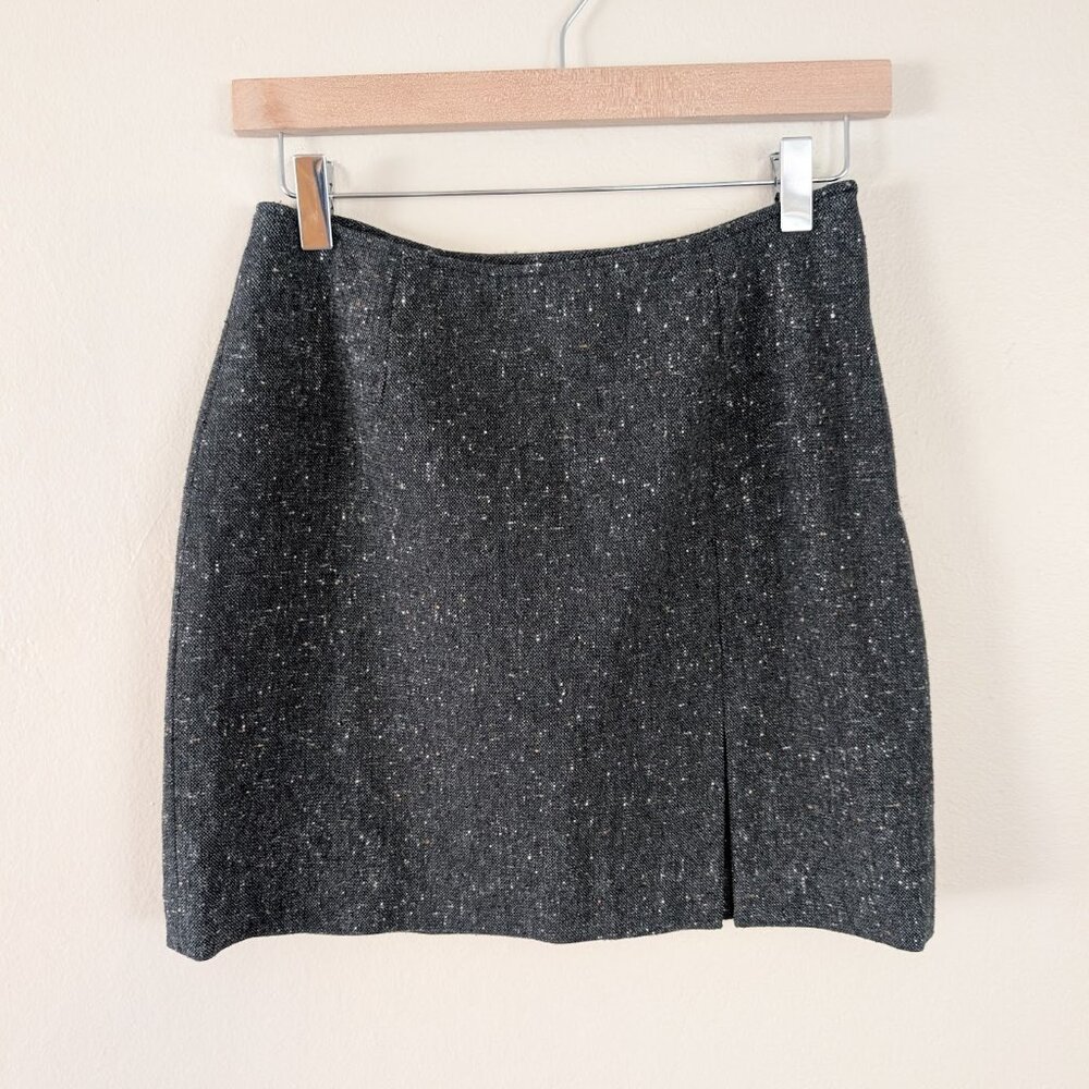 Vintage Express Gray Tweed Mini Skirt Y2K Preppy Academia Wool CluelessSz 3/4 XS